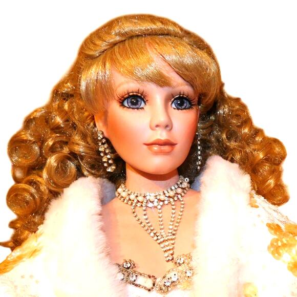 26" Danbury Mint Winter Bliss Wedding Veiled Bride Porcelain Doll - Picture 1 of 8